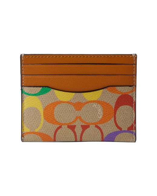 COACH Flat Card Case In Signature Rainbow in Brown for Men Lyst