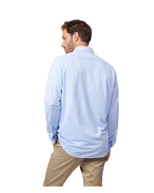 Psycho Bunny Blue Astor Knit Oxfod Long Sleeve Shirt for men