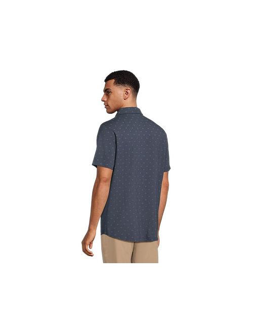 Travis Mathew Blue Set A Course Short Sleeve Knit, Cotton/Down/Elastane for men