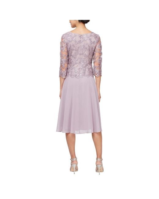 Alex Evenings Pink Tea Length Embroidered With Full Skirt