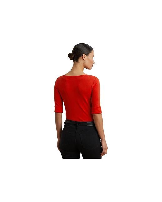 Ralph Lauren Red Stretch Cotton Boatneck T-Shirts Clothing, Cotton/Elastane