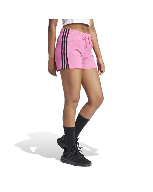 Adidas Pink Essentials Slim 3-stripes Shorts