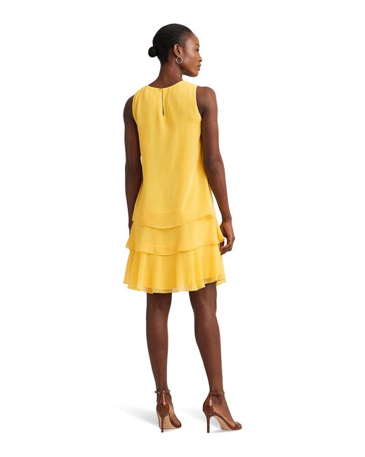 Lauren by Ralph Lauren Yellow Georgette Shift Dress