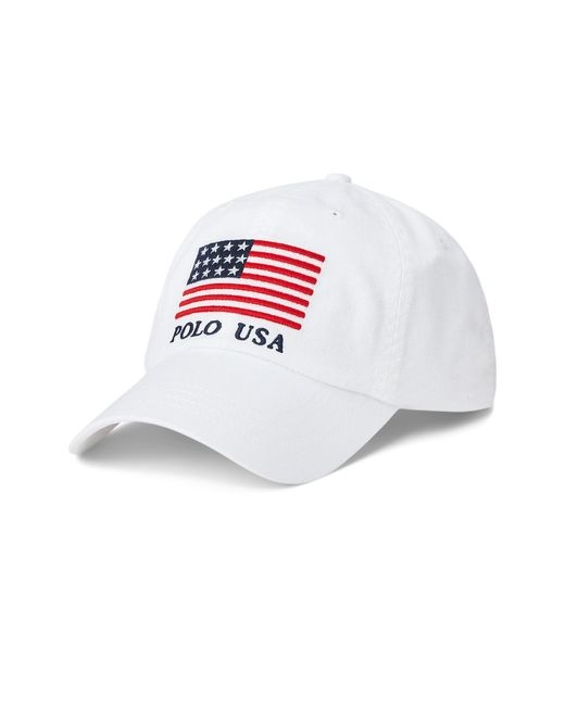 Polo Ralph Lauren Flag Chino Ball Cap In White For Men Lyst