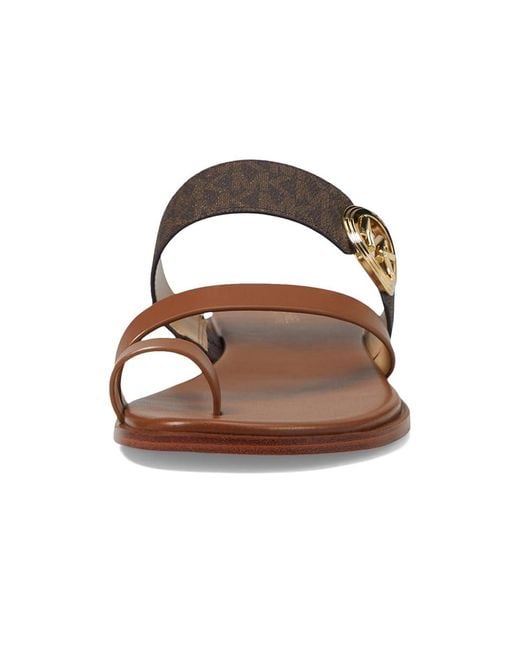 MICHAEL Michael Kors Brown Vera Flat Thong Sandals, Leather/Rubber