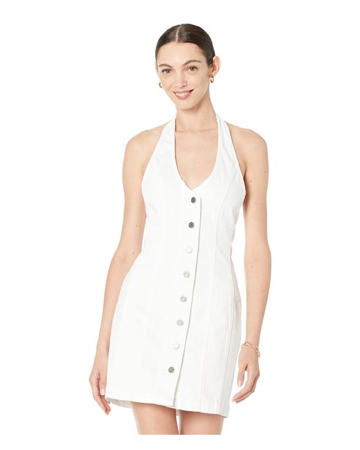 AFRM Charli Halter Denim Dress in White Lyst