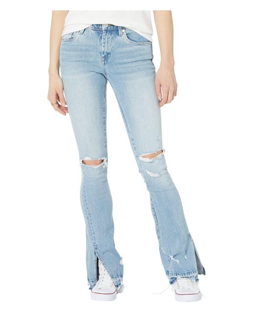 Blank NYC Hoyt Mini Boot Denim Jeans With Ripped Knees And Side Slit ...