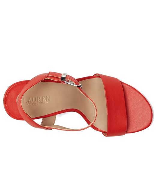 Ralph Lauren Red Gwen Nappa Leather Sandals Wedge Shoes 11 B