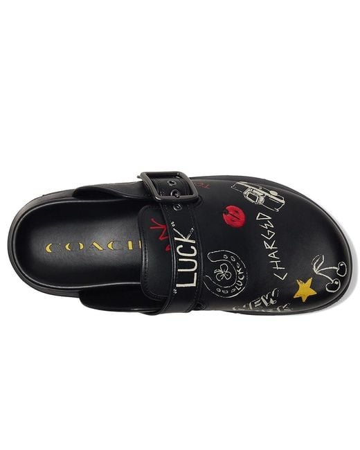 COACH バックル クロッグ スケッチ サンダル COACH Buckle Clog With Sketch Print Shoes 7 D in Black for