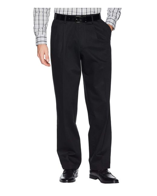 Dockers Black Relaxed Fit Signature Khaki Lux Cotton Stretch Pants D4 - Pleated for men