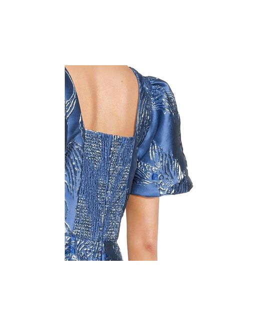 Lilly Pulitzer Blue Booker Skirted Romper Jumpsuit & Rompers One Piece Low Tide Dancing Koi Metallic Jacquard, Nylon/Polyester