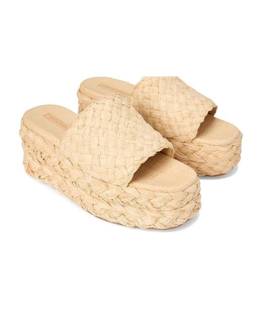 Loeffler Randall Natural Aaron Platform Raffia Mule Shoes 8.5 B