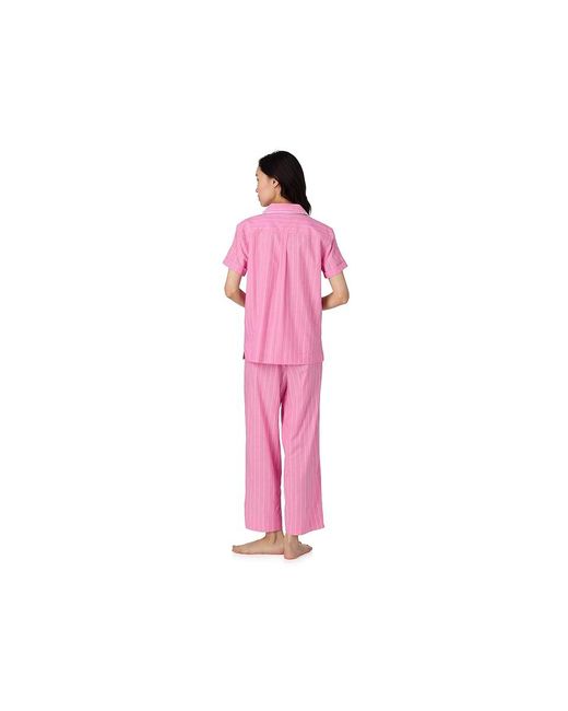 Ralph Lauren Black Short Sleeve Notch Collar Cropped Pant Pj Set Pajama Sets Xl (Us 16-18) Cotton/Viscose