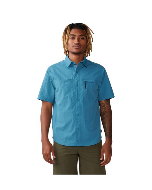 Mountain Hardwear Blue Stryder Short Sleeve Shirt for men