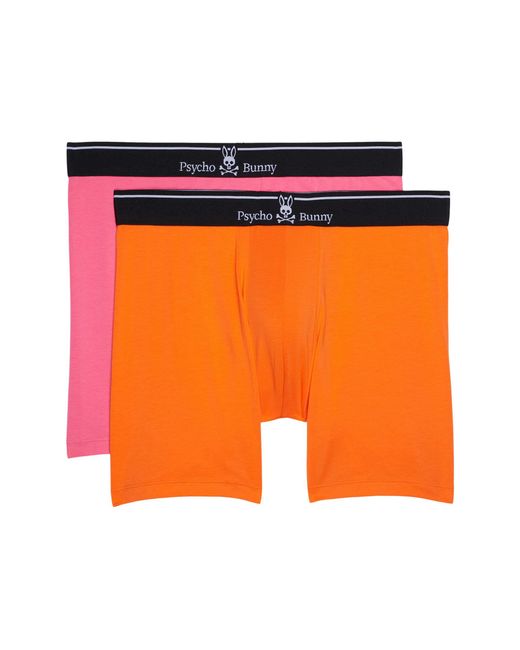 Psycho Bunny 2-pack Cotton Modal Boxer Briefs in Orange for Men | Lyst