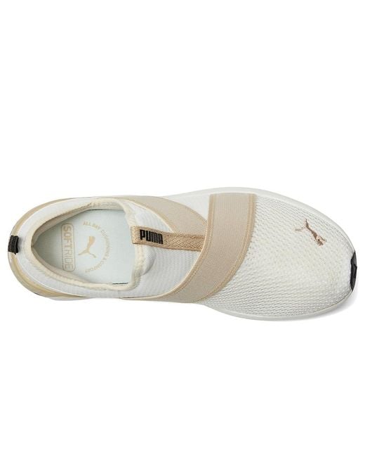 PUMA White Softride Harli Slip-On Cross Training Shoes Running Shoes Warm-Toasted Almond- 8.5 B