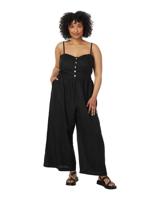 Madewell Black Plus Sleeveless Wide-leg Jumpsuit In 100% Linen