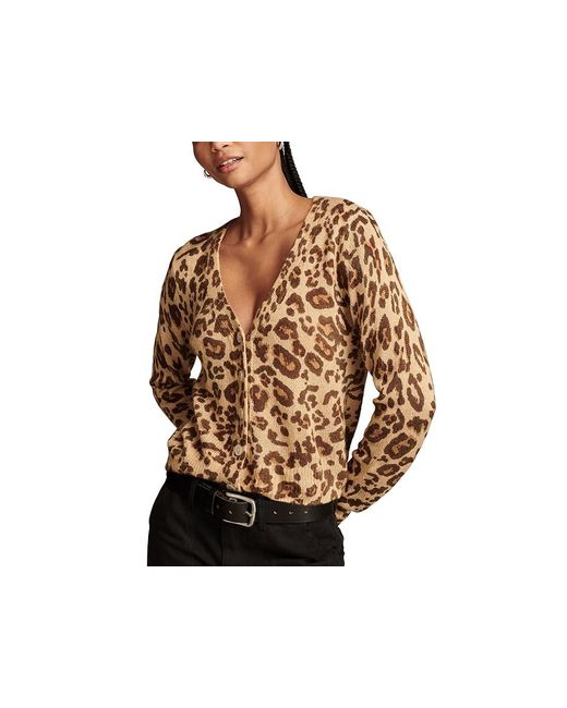 Lucky Brand Cheetah Print V Neck Cardigan in Black Lyst