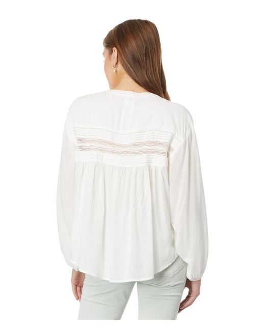 Lucky Brand White Textured Pin Tuck Blouse