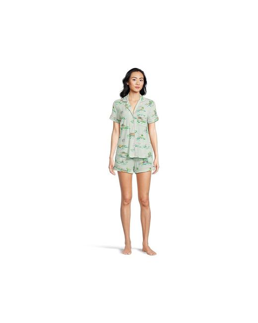 Kate Spade Multicolor Short Sleeve Boxer Pj Set Pajama Sets, Modal/Spandex