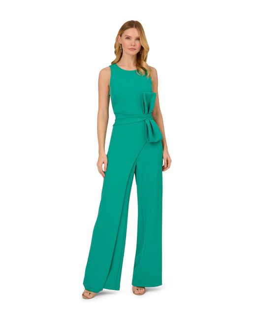 Adrianna Papell Green Wide Leg Bow Detail Jumpsuit
