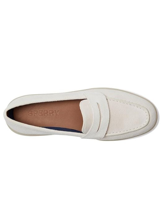 Sperry Top-Sider White Wedge Cupsole Penny Ladies Flat Shoes 10 M (B) Leather