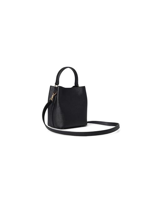 Ralph Lauren Black Crosshatch Small Reese Bucket Bag Cross Body Handbags, Leather