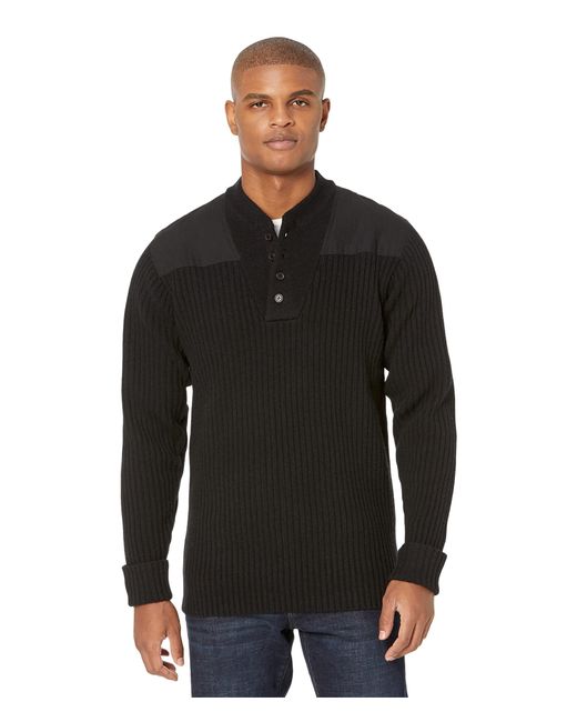 L.L. Bean Cotton Commando Fatigue Henley Sweater Tall in Black for