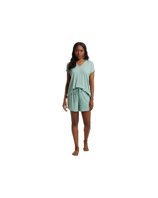 Natori Black Soothe Short Sleeve Short Set Pajama Sets Xs 2-4) Polyester/Rayon/Spandex