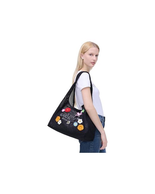 Marc Jacobs Black The Daisy Crochet Sack Bag Handbags, Polyamide/Polyester/Polyurethane