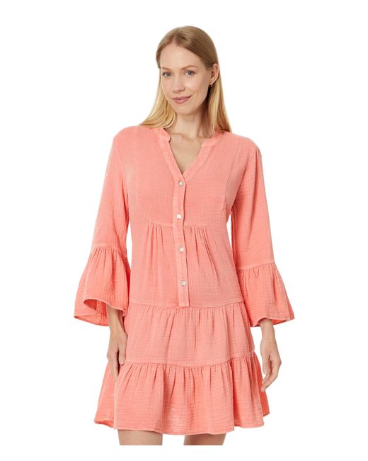 Faherty Brand Pink Dream Cotton Gauze Kasey Dress