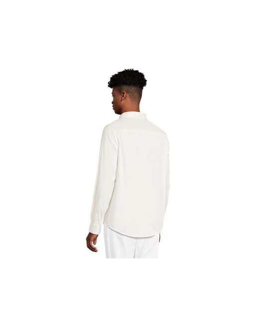 ARMANI EXCHANGE White Script Logo Button Down T Shirt, Cotton/Elastane for men