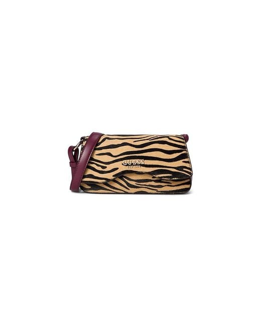 Guess Black Domitilla Flap Shoulder Bag Handbags, Hair Calf