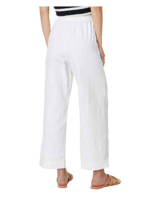 Madewell Blue Pull-on Straight Crop Pants In Cotton-linen Blend