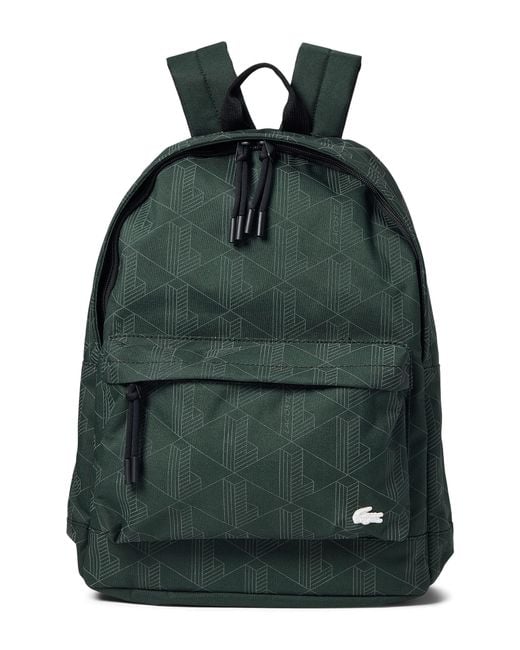 Lacoste Synthetic Signature Print Backpack in Green Lyst