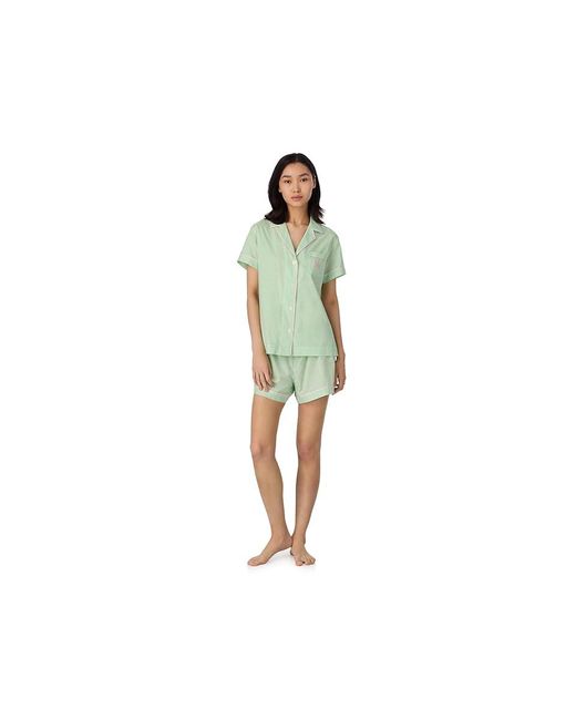 Ralph Lauren Black Short Sleeve Notch Collar Boxer Pj Set Pajama Sets Xl (Us 16-18) Cotton/Viscose