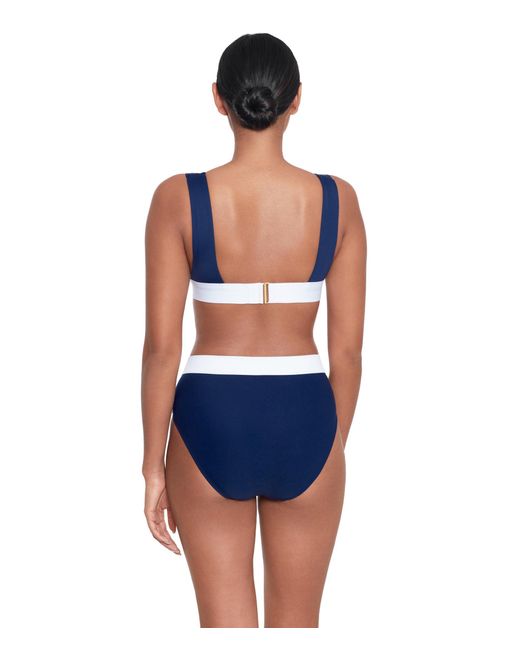 Ralph Lauren Blue Bel Air Banded High Waist Bikini Bottom