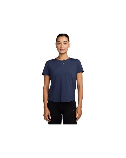 Nike Blue One Classic Dri-Fit Short-Sleeve Top Workout Sm (Us 4-6) Elastane/Polyester