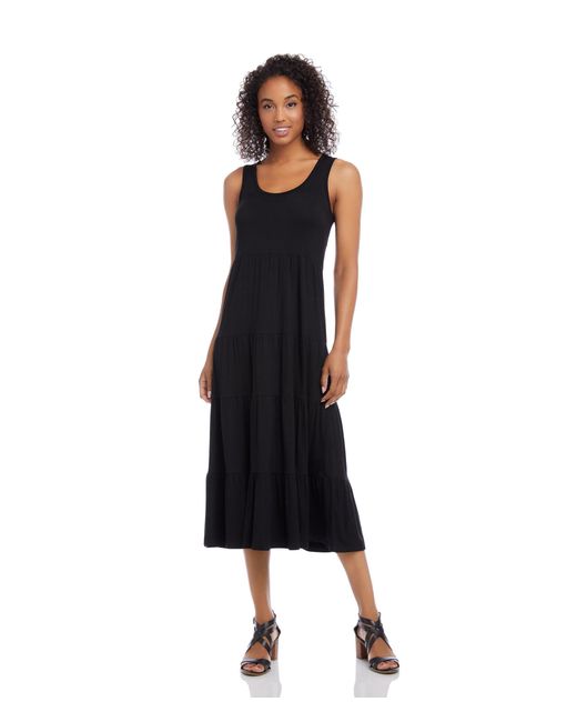 Karen Kane Tiered Midi Dress in Black | Lyst