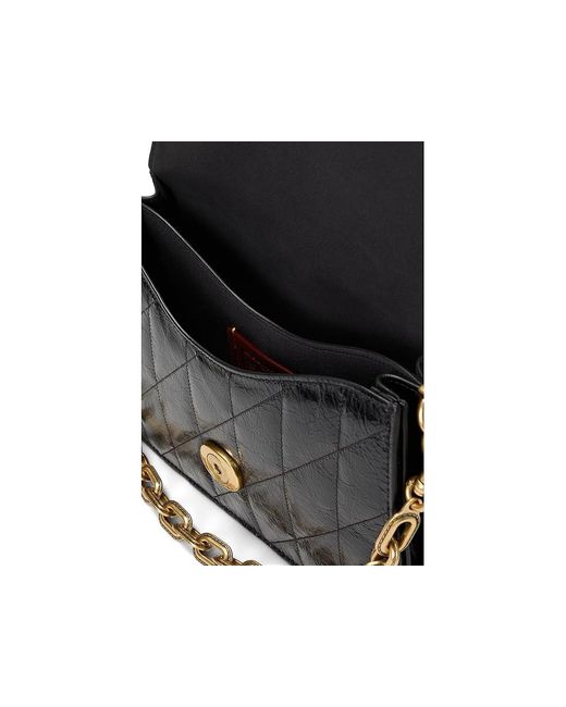 COACH Black Chain Tabby Shoulder Bag With Quilting Shoulder Handbags, Leather