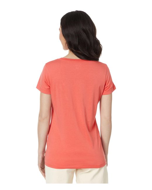 L.L. Bean Red Soft Stretch Supima Tee Scoopneck Short-sleeve