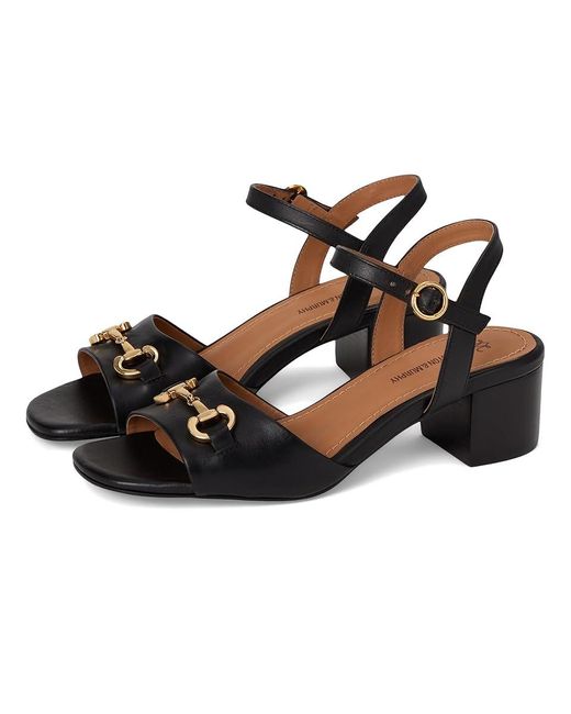 Johnston & Murphy Black Edith Bit Sandals Wedge Shoes, Leather