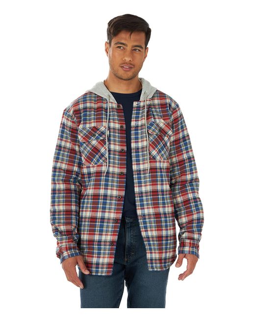 Wrangler Authentics Long Sleeve Quilted Lined Flannel Shirt Jacket With ...