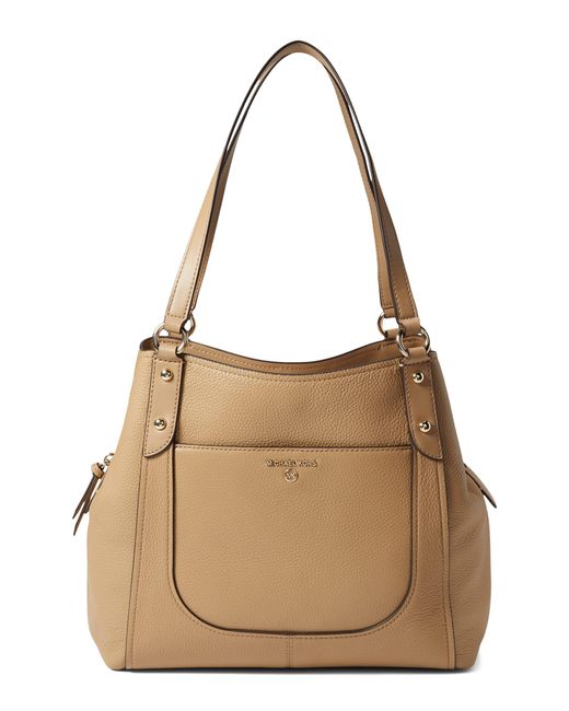 MICHAEL Michael Kors Leather Molly Large Shoulder Tote in Tan (Natural