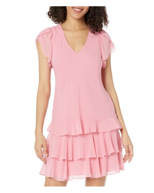 Lauren by Ralph Lauren Crinkle Dropwaist Dress in Red Lyst