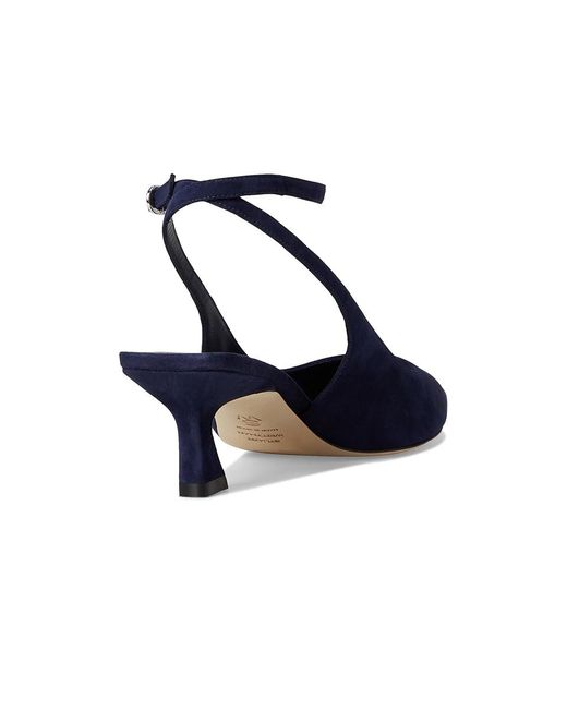 Stuart Weitzman Blue Vinnie 50 Strap Pump Shoes, Leather