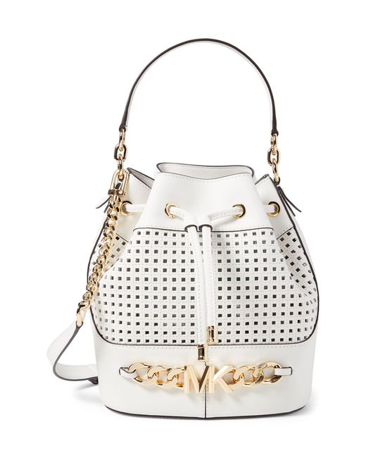 MICHAEL Michael Kors White Devon Medium Bucket Shoulder