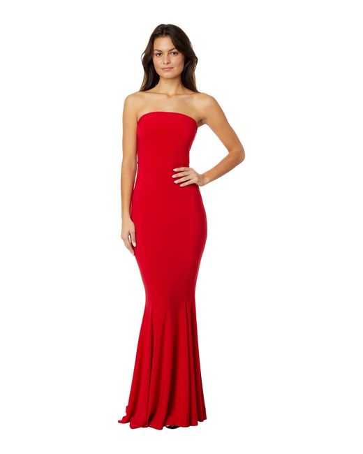 Norma Kamali Red Strapless Fishtail Gown