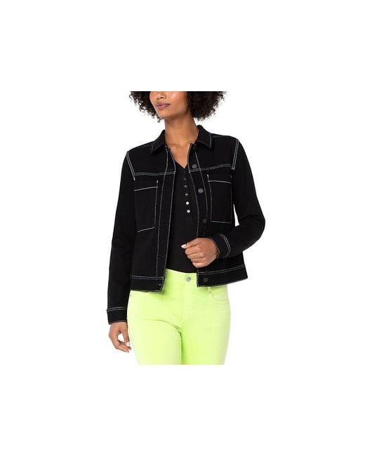 Liverpool Los Angeles Multicolor Utility Trucker Jacket With Contrast Stitch Jacket, Cotton/Denim/Lycra