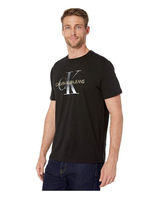 Calvin Klein Cotton Gold Monogram Tee in Black for Men | Lyst